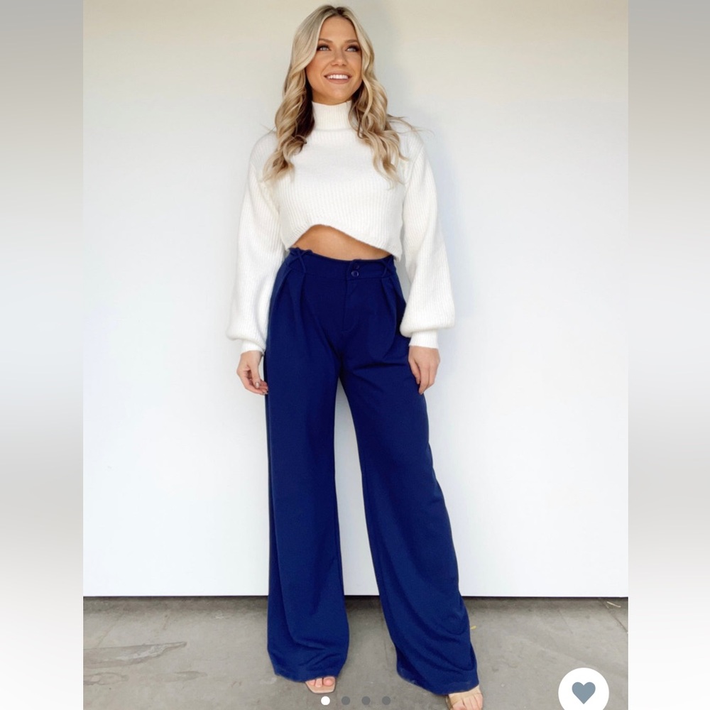Navy Nights Wide Leg Pant (Lane201)